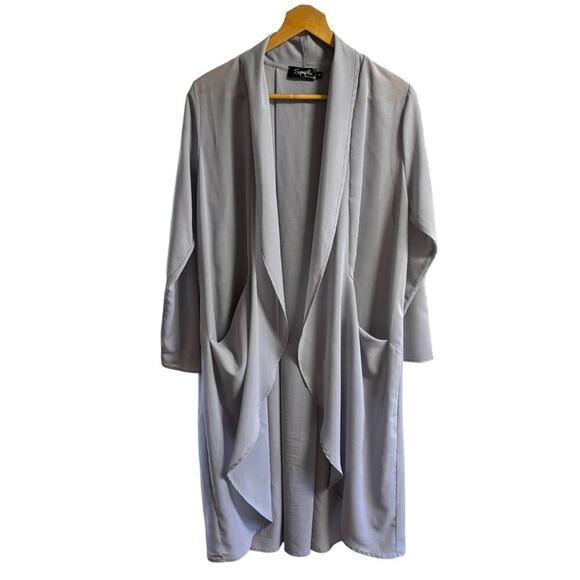 SYMPLI Sage Gray Whisper Coat in Georgette Fabric SZ 12 - Picture 11 of 11